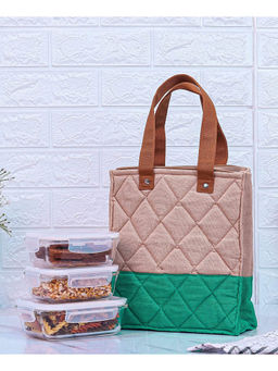 Femora - Borosilicate Glass Microwave Safe Container Lunch Box, 3 Container with Bag