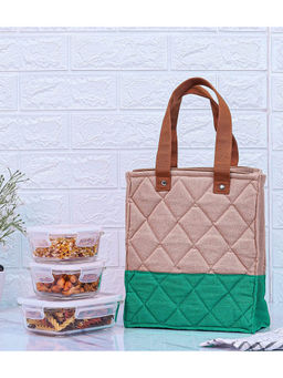 Femora - Borosilicate Glass Microwave Safe Container Lunch Box, 3 Container with Bag