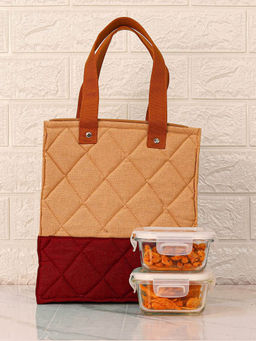 Femora - Borosilicate Glass Microwave Safe Container Lunch Box, 2 Container with Bag