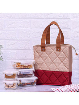 Femora - Borosilicate Glass Microwave Safe Container Lunch Box, 5 Container with Bag