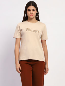 Madame - Beige Typography Top