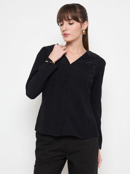 Madame - Black Embellished Top