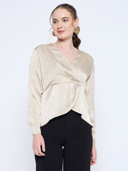 Madame - Beige Self Design Top