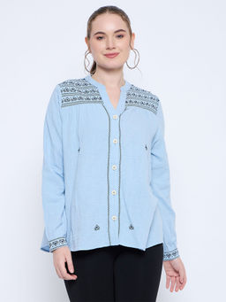 Madame - Blue Embroidered Top