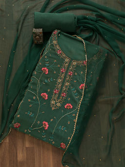 Koskii - Sea Green Stonework Semi Crepe Unstitched Salwar Suit (Set of 3) (Set of Three)