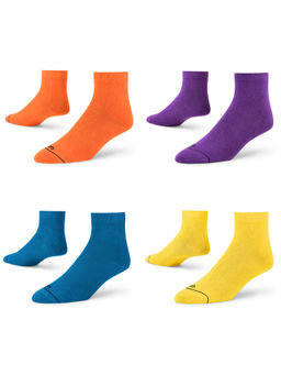 Dynamocks - Solid Men Ankle Length Socks - Free Size - Pack of 4 Pairs