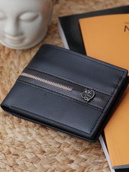ZEVORA - Black Men Two Fold Leather Wallet