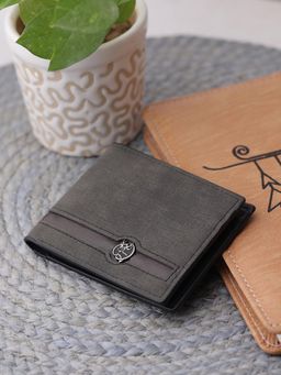ZEVORA - Grey Men Two Fold Leather Wallet