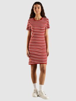 Tommy Hilfiger - Red Cotton Crew Neck T-Shirt Dress