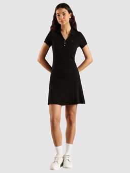 Tommy Hilfiger - Black Cotton Polo Collar Tennis Dress
