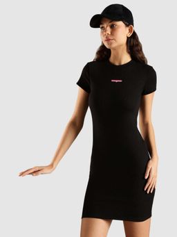 Tommy Hilfiger - Black Cotton Crew Neck T-Shirt Dress