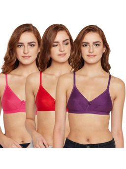 Bodycare - Women's Cotton Seamed Bra Pack Of 3 - Multi-Color