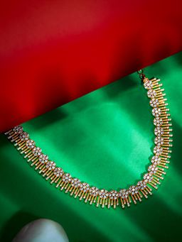 Label Ruby - Traditional Gold-Plated White Stone Necklace