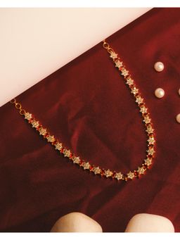 Label Ruby - Red Elegant Ruby and Diamond-Style Floral Tennis Necklace