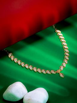 Label Ruby - White Exquisite Leaf-Motif Diamond Necklace with Adjustable Dori