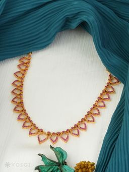 Label Ruby - Pink Beautiful Micro Gold Polish Ruby Stone Short Necklace