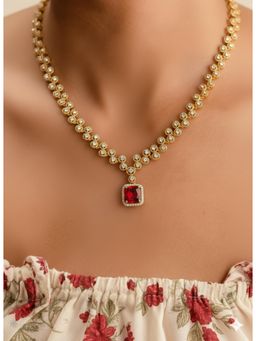 Label Ruby - Red Gold Plated Crystal Alloy Necklace