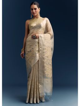 KALKI FASHION - Gold Embroidered Saree with Unstitched Blouse