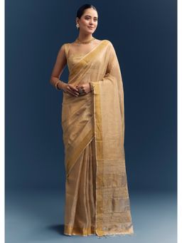 KALKI FASHION - Gold Woven Saree with Unstitched Blouse