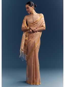 KALKI FASHION - Copper Woven Saree with Unstitched Blouse