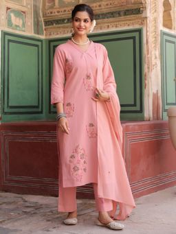Rain & Rainbow - Pink Floral Kurta with Pant and Dupatta