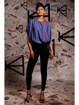 Echke - Cotton Denim Balloon Top