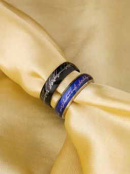 Yellow Chimes - Set of 2 Dragon Celtic Inlay Polish Finish Titanium Steel Rings