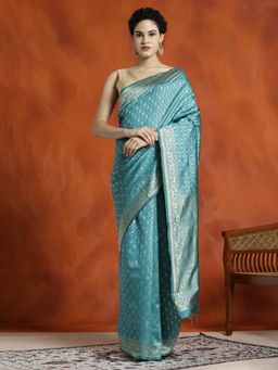 Jaipur Kurti - Silk Banarasi Zari Woven Party Wear Saree with Unstitched Blouse