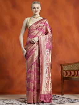 Jaipur Kurti - Silk Banarasi Zari Woven Heavy Saree with Unstitched Blouse
