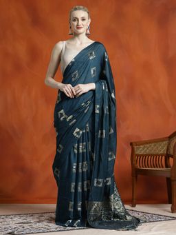 Jaipur Kurti - Banarasi Zari Woven Cotton Blend Saree with Unstitched Blouse