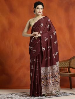 Jaipur Kurti - Silk Blend Banarasi Zari Woven Saree with Unstitched Blouse