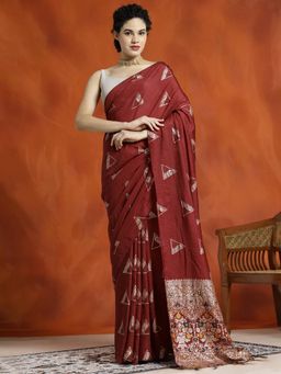 Jaipur Kurti - Silk Blend Banarasi Zari Woven Saree with Unstitched Blouse