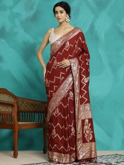 Jaipur Kurti - Heavy Banarasi Zari Woven Silk Blend Saree with Unstitched Blouse