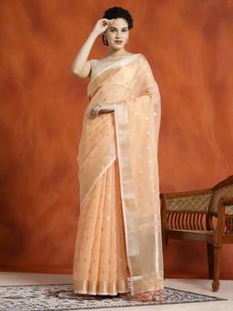 Jaipur Kurti - Zari Woven Banarasi Organza Saree with Unstitched Blouse