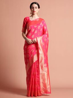 Jaipur Kurti - Zari Woven Design Silk Banarasi Saree with Unstitched Blouse