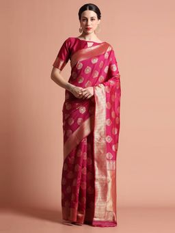 Jaipur Kurti - Zari Woven Design Silk Banarasi Saree with Unstitched Blouse