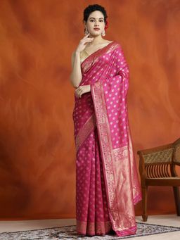 Jaipur Kurti - Silk Banarasi Zari Woven Heavy Saree with Unstitched Blouse