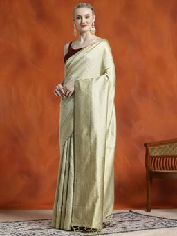 Jaipur Kurti - Silk Banarasi Zari Woven Party Wear Saree with Unstitched Blouse