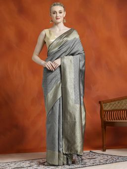 Jaipur Kurti - Silk Banarasi Zari Woven Party Wear Saree with Unstitched Blouse