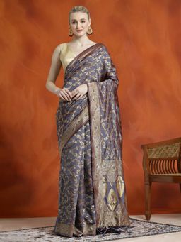 Jaipur Kurti - Silk Banarasi Zari Woven Heavy Saree with Unstitched Blouse
