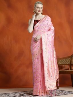Jaipur Kurti - Banarasi Zari Woven Silk Blend Saree with Unstitched Blouse