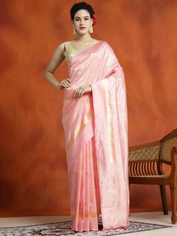 Jaipur Kurti - Heavy Banarasi Zari Woven Silk Blend Saree with Unstitched Blouse