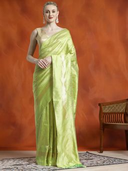 Jaipur Kurti - Heavy Banarasi Zari Woven Silk Blend Saree with Unstitched Blouse