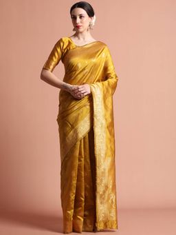 Jaipur Kurti - Heavy Banarasi Zari Woven Silk Blend Saree with Unstitched Blouse