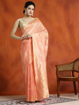 Jaipur Kurti - Heavy Banarasi Zari Woven Silk Blend Saree with Unstitched Blouse
