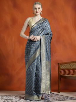 Jaipur Kurti - Heavy Banarasi Zari Woven Silk Blend Saree with Unstitched Blouse
