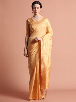Jaipur Kurti - Heavy Banarasi Zari Woven Silk Blend Saree with Unstitched Blouse