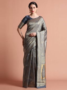 Jaipur Kurti - Heavy Banarasi Zari Woven Silk Blend Saree with Unstitched Blouse