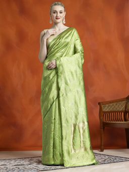 Jaipur Kurti - Heavy Banarasi Zari Woven Silk Blend Saree with Unstitched Blouse