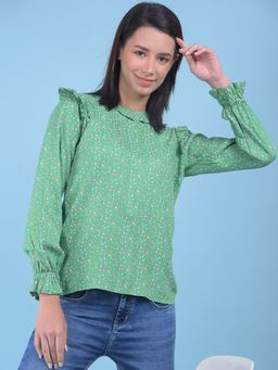 CRIMSOUNE CLUB - Womens Green Floral Print Top